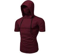 Duohropke Sweat à capuche pour homme Cyberpunk Ninja avec masque - Manches longues - Sport - Coupe ajustée - Costume d'Halloween - Tête de mort - T-shirt à capuche, 04 rouge., XXL