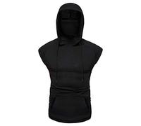 Duohropke Sweat-shirt pour homme Cyberpunk Ninja à capuche avec masque - Pull à manches longues sport slim fit - Sweat-shirt pour Halloween déguisements tête de mort - Sweat-shirt à capuche pour