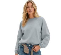 Duohropke Sweatshirt Femme Oversize Sport Manches Longues col Rond sans Capuche, Sweat Basique Vintage Fin, Pull léger élégant Automne Hiver