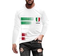 Duohropke T-shirt à manches longues pour homme - T-shirt de golf à manches longues - Football Italie - Drapeau italien - Pull de loisirs basique - Respirant - T-shirt de sport d'extérieur, Blanc., S