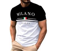 Duohropke T-shirt pour homme avec imprimé drapeau italien - T-shirt de sport décontracté - T-shirt à manches courtes - Stretch - Style sportif - Confortable - T-shirt de gym - Haut de sport