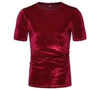 Duohropke T-shirts en velours pour homme - Mode hip hop - Coupe ajustée - Doux et confortable - Manches courtes - Col rond - Pour les loisirs, RD1, M