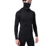 Duohropke T-shirts thermiques à manches longues pour homme - Sous-vêtements thermiques en polaire avec trou pour les pouces - Masques - Col roulé - T-shirt à manches longues - Maillot de corps - Pull