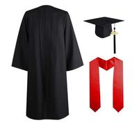 Duohropke Tenue de talar académique pour homme et femme adulte avec chapeau de docteur et pompon Bachelor Uni Master Costume de baccalauréat 2025 Cadeau de remise de diplôme Chapeau pour université