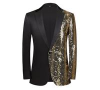 Duohropke Veste à paillettes pour homme - Coupe ajustée - Brillante - Veste de costume pour les loisirs - Paillettes - Blazer à paillettes - Tenue festive - Cosplay - Costume de Joker, or, XXXL