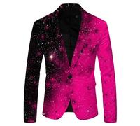 Duohropke Veste à paillettes pour homme - Tenue de costume sportive - Paillettes - Coupe ajustée - Costume de performance - Blazer à paillettes, rose, M