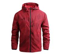 Duohropke Veste de pluie pour homme - Imperméable - Respirante - Légère - Coupe-vent - Coupe-vent, rouge, XL