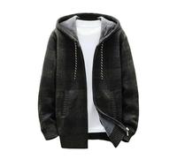 Duohropke Veste demi-saison légère pour homme - Veste d'automne - Grille - Manches longues - Boutonnière - Cardigan classique - Col rabattu - Cardigan avec capuche, vert, XL