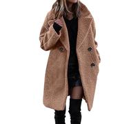 Duohropke Veste d'hiver chaude pour femme - Manteau d'hiver en polaire - Parka avec poches - Élégante parka d'hiver - Couleur unie - Manteau en laine - Veste en flanelle - Duffle coat coupe-vent