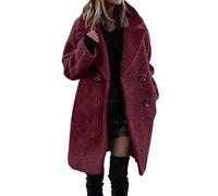 Duohropke Veste d'hiver chaude pour femme - Manteau d'hiver en polaire - Parka avec poches - Élégante parka d'hiver - Couleur unie - Manteau en laine - Veste en flanelle - Duffle coat coupe-vent