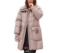 Duohropke Veste d'hiver pour femme - Doublure chaude - Parka mi-longue - Manteau matelassé - Doudoune matelassée - Grandes tailles - Veste de transition - Longue veste bouffante, kaki, XXL