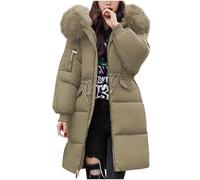 Duohropke Veste d'hiver pour femme - Doudoune mi-longue - Veste bouffante avec capuche doublée - Parka d'hiver - Manteau matelassé - Grande taille - Trench - Manches longues - Chaud - Manteau d'hiver
