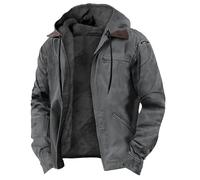 Duohropke Veste d'hiver pour homme - Parka chaude doublée en polaire - Doublure intérieure à capuche - Veste bomber - Veste de transition - Veste moderne avec capuche - Sweat à capuche, gris, 3XL