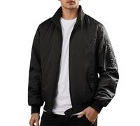 Duohropke Veste softshell pour homme - Imperméable - Veste fonctionnelle avec intérieur en polaire - Veste d'extérieur - Col montant - Veste bomber - Veste demi-saison - Couleur unie - Doublée - Veste