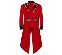 Duohropke Veste steampunk victorienne pour homme, vintage, gothique, pirate, coupe ajustée, frack viking, renaissance, costume d'Halloween, 01 rouge., XL