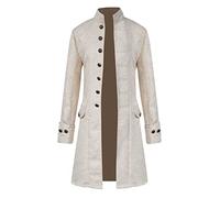 Duohropke Veste victorienne industrielle de qualité supérieure - Manteau gothique - Uniforme Praty Outwear - Manches longues - Steampunk, Blanc., S