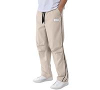 Duohropke Y2k Pantalon de jogging pour homme Streetwear Baggy Track avec cordon de serrage Coupe droite Pantalon de loisirs Pantalon de parachute Pantalon de sport avec bandes latérales Pantalon de