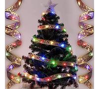DUOJIN Guirlande Lumineuse à Ruban décorative pour Sapin de Noël, 5M 50 LED par Pile AA Alimenté Lumineuse à Bande Lampe à Fée Dorée pour Décor de Fête de Noël d'halloween Thanksgiving (Multicolore)