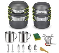 DUOJIN Kit de Casseroles Camping Poêlé Set en Aluminium Durable 1-2 Personne Camping Accessoires Kit Portable Randonnée Accessoires Materiel Camping Pour Extérieur Survie Pique-Nique