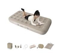 Duokon Matelas Gonflable avec Tissu floqué Haute densité, Matelas Pneumatique de Camping avec Pompe électrique, Lit Portable Résistant à l'eau, Lit Double Queen 2 Personnes pour Les Invités du