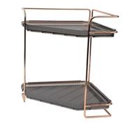 Duokon Organisateur de Comptoir de Salle de Bain d'angle, Support à 2 | Construction en Acier à Haute Teneur en Carbone et en PET, pour Coin de Cuisine ou évier de vanité, Assemblage Adhésif sans
