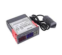 Duokon STC 3028 Contrôle de Température et d'Humidité, Hygrostat 12 V/24 V/110 V/220 V, Affichage Numérique, Capteur Intégré, Montage au Panneau, Thermostats HVAC