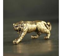 DUOLAIYUNSO Statuettes vintage en bronze, 4,7 x 1,7 x 1,3 cm, en cuivre pur, figurines miniatures vintage en forme de tigre vintage, décoration de table, bêtes en laiton, petite statue d'animal du