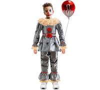 DUOLAM Halloween Pennywise Clown Costume: Effrayant de Clown d'Halloween Déguisement pour Enfant, Film d'horreur It Clown, Déguisement pour Carnaval Décoration de Fête Cosplay