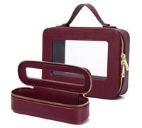 Duolan Trousse de maquillage transparente pour femme, G/Bordeaux, L+Slim, Trousse de maquillage transparente