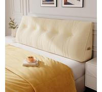 DUOLEH Coussin dossier de lecture avec poches pour lit - Coussin de jeu amovible - Lavable - Coussin de dossier relaxant et confortable - Pour regarder la télévision (60 x 50 x 20 cm, beige)