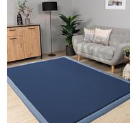DUOLEH Grand tapis Tatami lavable - Ne perd pas ses poils courts - Décoration d'intérieur - Avec fond antidérapant - Pour chambre d'enfant et salon (200 x 250 cm, bleu foncé)