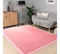 DUOLEH Grand tapis Tatami lavable - Ne perd pas ses poils courts - Décoration d'intérieur - Avec fond antidérapant - Pour chambre d'enfant et salon (120 x 160 cm, rose)