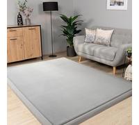 DUOLEH Grand tapis Tatami lavable - Ne perd pas ses poils courts - Décoration d'intérieur - Avec fond antidérapant - Pour chambre d'enfant et salon (120 x 160 cm, gris clair)