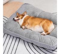 DUOLEH Lit Apaisant Comfy pour Chien et Chat Orthopedique, Grande de Forme Canapé Coussin Chien Dehoussable, Lit pour Animaux Anti-anxiété, Panier Animaux Antidérapant (120x95x21cm,Gris Clair)