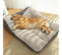 DUOLEH Lit Apaisant Comfy pour Chien et Chat Orthopedique, Grande de Forme Canapé Coussin Chien Dehoussable, Lit pour Animaux Anti-anxiété, Panier Animaux Antidérapant (60x47x18cm,Gris Foncé)