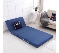 DUOLEH Matelas de sol pliable en mousse à mémoire de forme en 4 parties avec housse amovible et lavable, matelas pliable pour camping, caravanes, voyages (200 x 120 x 8 cm, bleu foncé)