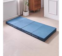 DUOLEH Matelas en mousse à mémoire de forme à 4 plis avec housse amovible et lavable, portable pour canapé, lit, chaise, lit (200 x 70 x 10 cm, bleu)