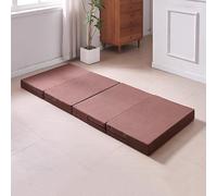 DUOLEH Matelas en mousse à mémoire de forme à 4 plis avec housse amovible et lavable, portable pour canapé, lit, chaise, lit (200 x 70 x 10 cm, marron)