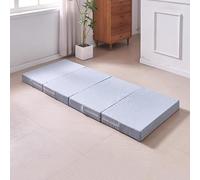 DUOLEH Matelas en mousse à mémoire de forme à 4 plis avec housse amovible et lavable, portable pour canapé, lit, chaise, lit (200 x 70 x 10 cm, bleu clair)