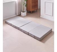 DUOLEH Matelas en mousse à mémoire de forme à 4 plis avec housse amovible et lavable, portable pour canapé, lit, chaise, lit (200 x 70 x 10 cm, gris)