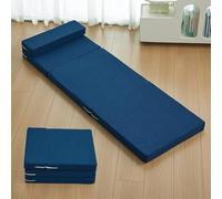 DUOLEH Matelas pliable amovible en mousse à mémoire de forme, matelas de sol avec oreiller portable et sac de rangement, lit pliable pour voyage, camping, caravanes (200 x 70 x 10 cm, bleu)