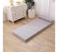 DUOLEH Matelas pliable en mousse à mémoire de forme à trois plis - Lit d'invités avec housse amovible et lavable, canapé futon portable pour voyage, camping, caravanes (200 x 70 x 10 cm, gris clair)