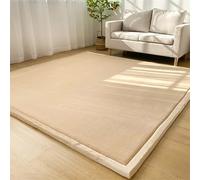 DUOLEH Tapis tatami rectangulaire, antidérapant et respirant, pour salon et chambre à coucher, tapis de sol à poils ras qui ne s'effiloche pas, tapis de sol pour dortoir, yoga, (140 x 200 cm, camel)