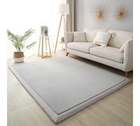 DUOLEH Tapis Tatami ultra doux, grand tapis d'éveil lavable, antidérapant, tapis de sol pour salon, chambre à coucher (200 x 290 cm, gris clair)