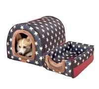 DUOLEH Tente igloo portable pour chien, niche lavable et amovible pour chien, abri pour animaux domestiques d'intérieur avec poignée et antidérapant, 2 en 1 pour chaton et chiot (90 x 66 x 66 cm