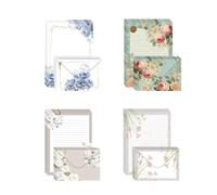 Duoleimi 20 Papier à Lettres avec enveloppes A5, 100 g/m², 4 Motifs | Set d'écriture élégant, 4 motifs, papier 100 g/m2, idéal mariage et occasions spéciales, papier à lettres élégant