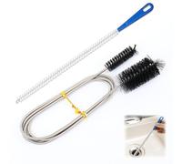 Duoleimi Kit Déboucheur Spirale et Brosse Tuyau, Brosse Déboucheur Double Tête en Acier Inoxydable, Kit Brosse Déboucheur Flexible pour Tuyaux Larges, Canalisations, etc.