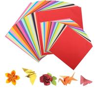 Duoleimi Lot de 200 feuilles de papier origami coloré pour bricolage et pliage, papier d'argile double face multicolore pour les projets de bricolage, y compris papier origami de 20 x 20 cm et 15 x 15