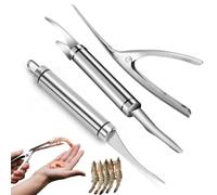 Duoleimi Lot de 3 couverts à homard en acier inoxydable, éplucheur de crevettes, couteau à huîtres et écailleur de poisson pour crevettes comme les crevettes et les poissons.