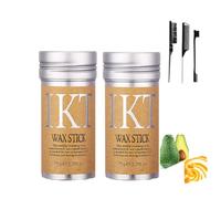 Duoleimi Pack de 2 Bâtons de Cire Cheveux - Hair Wax Stick avec Brosse Slick Bun - Cire à Lisser Cheveux - Ingrédients Naturels